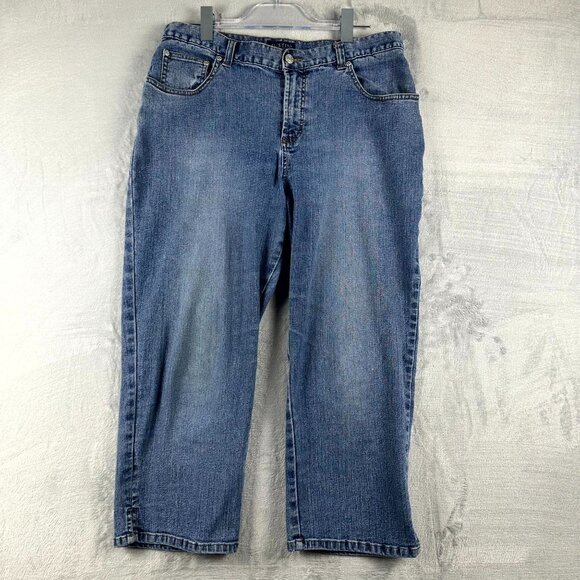 Austin Clothing Co. Women's Capri Denim Jeans Stretch Ankle Slit Blue Size 12 - Picture 1 of 9